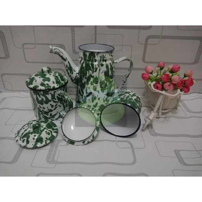 Set Teko & Cangkir blirik / blurik / enamel