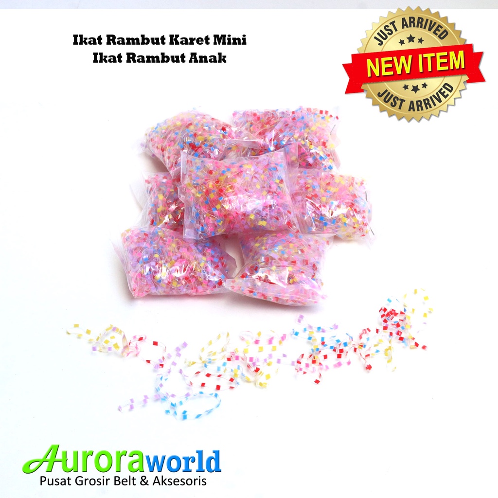 AURORAWORLD Karet ikat rambut karet jepang karet kepang karet kuncir warna warni  ikat rambut elastis kualitas terbaik, bahan tebal isi 100++