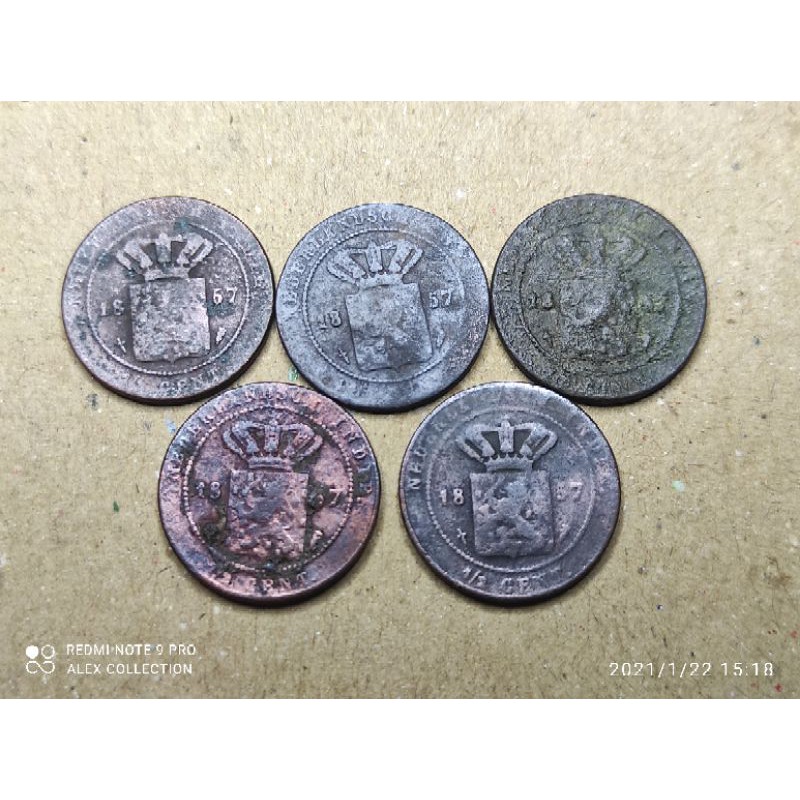 koin nederlandsch indie 1/2 setengah cent 1857 benggol