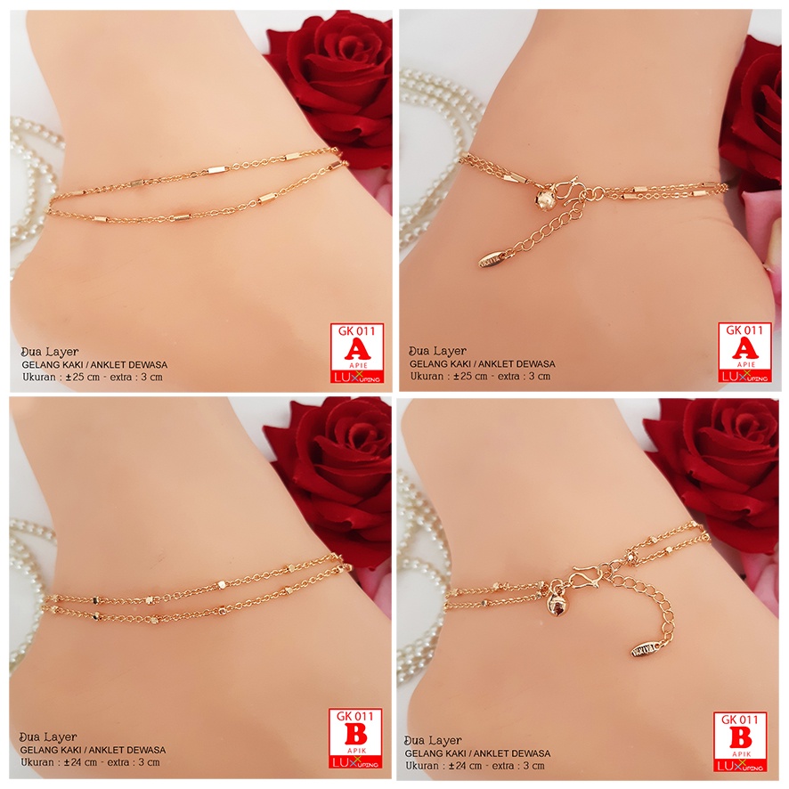 GK 011 Gelang Kaki 2 Layer Model Terbaru Perhiasan Wanita Cantik Gelang Kaki Xuping Yaxiya Aksesoris Kaki Wanita Luxx Xuping