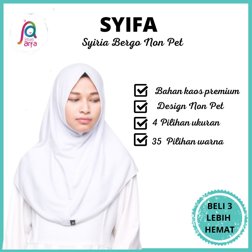 Jilbab Syifa Putih - syifa non pad - jilbab syifa instan - jilbab syifa by jilbab arfa