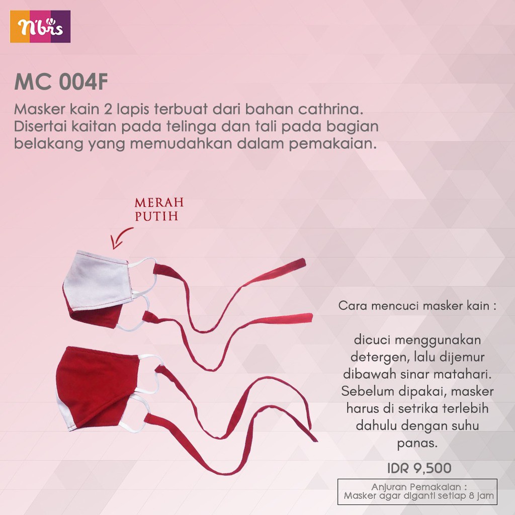 Masker NIBRAS MERAH PUTIH MC 004F 2 Lapis (ANAK / DEWASA)