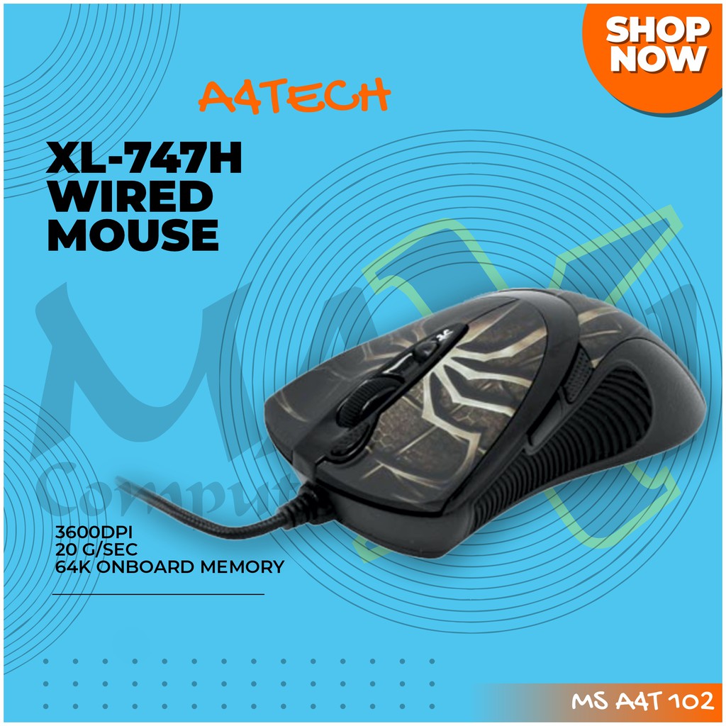 A4Tech XL-747H 3600DPI 64K Onboard Memory Oscar Laser Gaming Mouse