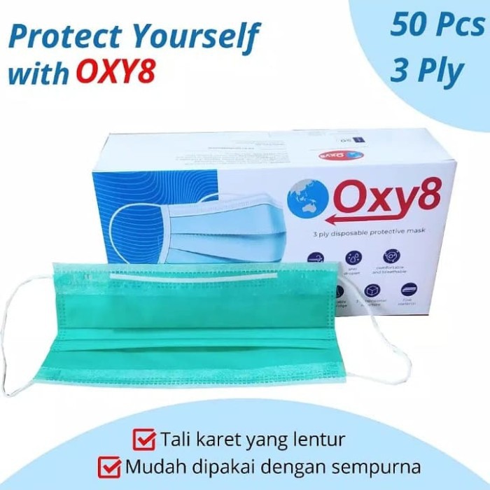 Oxy8 masker disposable Earloop 3ply - 1 Box (50pcs)