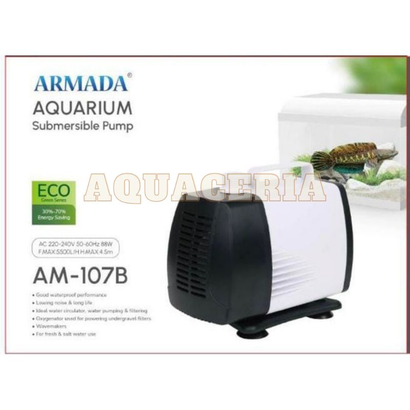 Pompa Air Aquarium kolam ARMADA AM-107B Mesin Pompa Celup 5500 L/H 88Watt