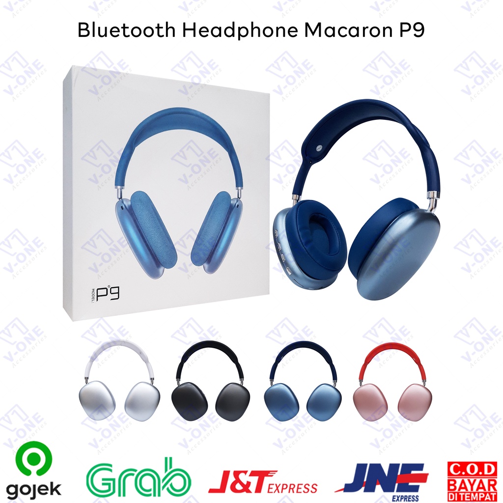 HEADPHONE BLUETOOTH MACARON P9 / HEADSET BANDO MACARON BLUETOOH P9