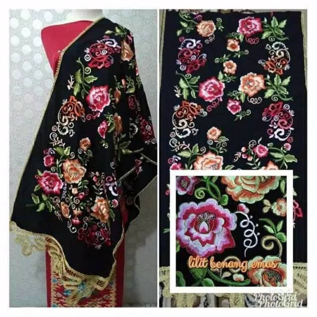 Selendang koto gadang khas bukittinggi bordir suji komputer