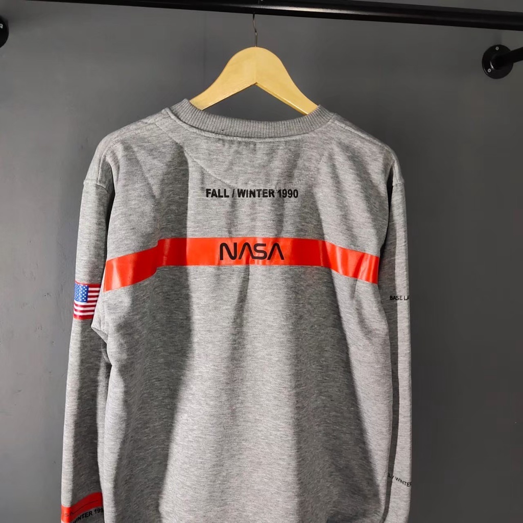 Sweater Crewneck NASA Heron Preston / Sweater NASA Original - unisex-/ Sweater Nasa Plat Terbaru - Warna Hitam Putih Dan Abu / Sweater Nasa terbaru Full Tag