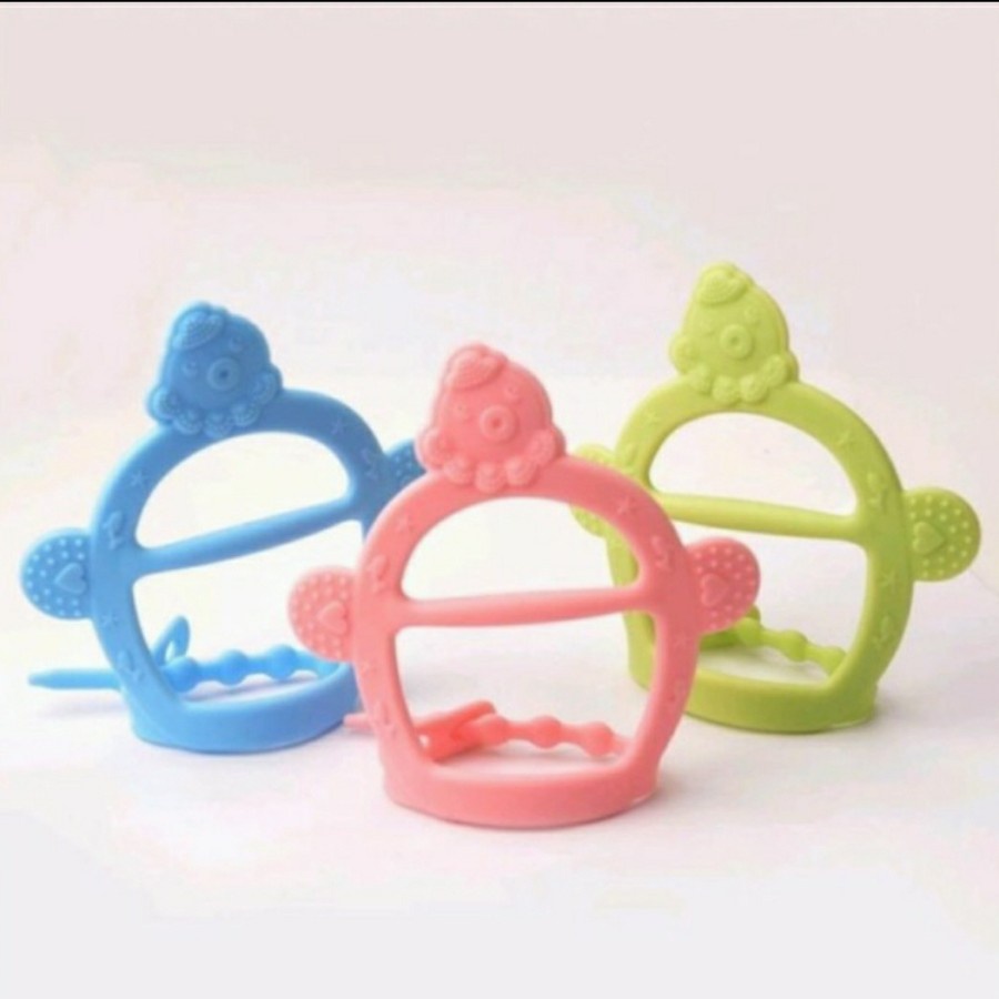 Mainan Gigit Anak Silicon Lembut Aman Modal Gelang Teether White_Cell