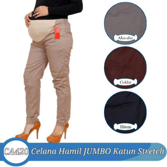  Celana Hamil JUMBO Katun Stretch Karet Dipinggang Dan 2 