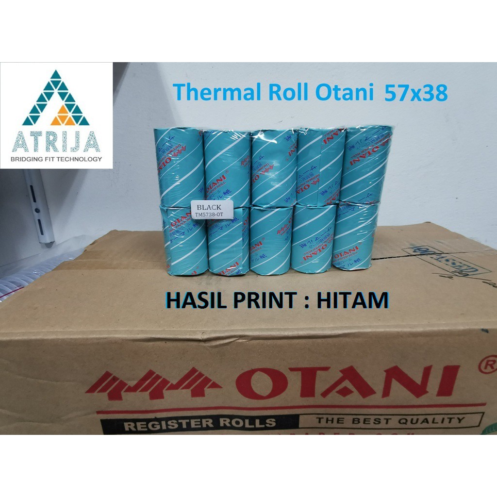 

Thermal Paper Roll OTANI Black 57x38. Kertas Thermal Hitam 57 x 38. Kertas Struk Kasir