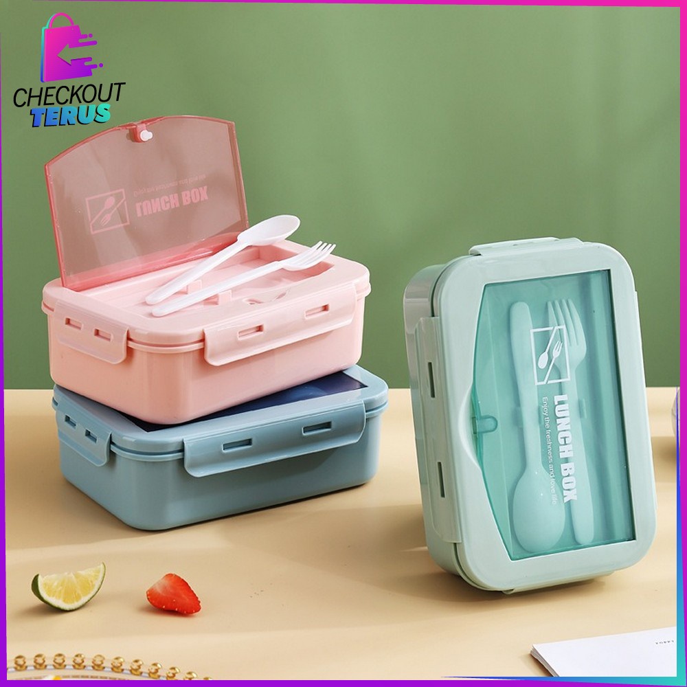 CT C450 Tempat Makan Dengan Sendok Food Grade Lunch Box Set Kotak Bekal Makanan Bento Box Portable