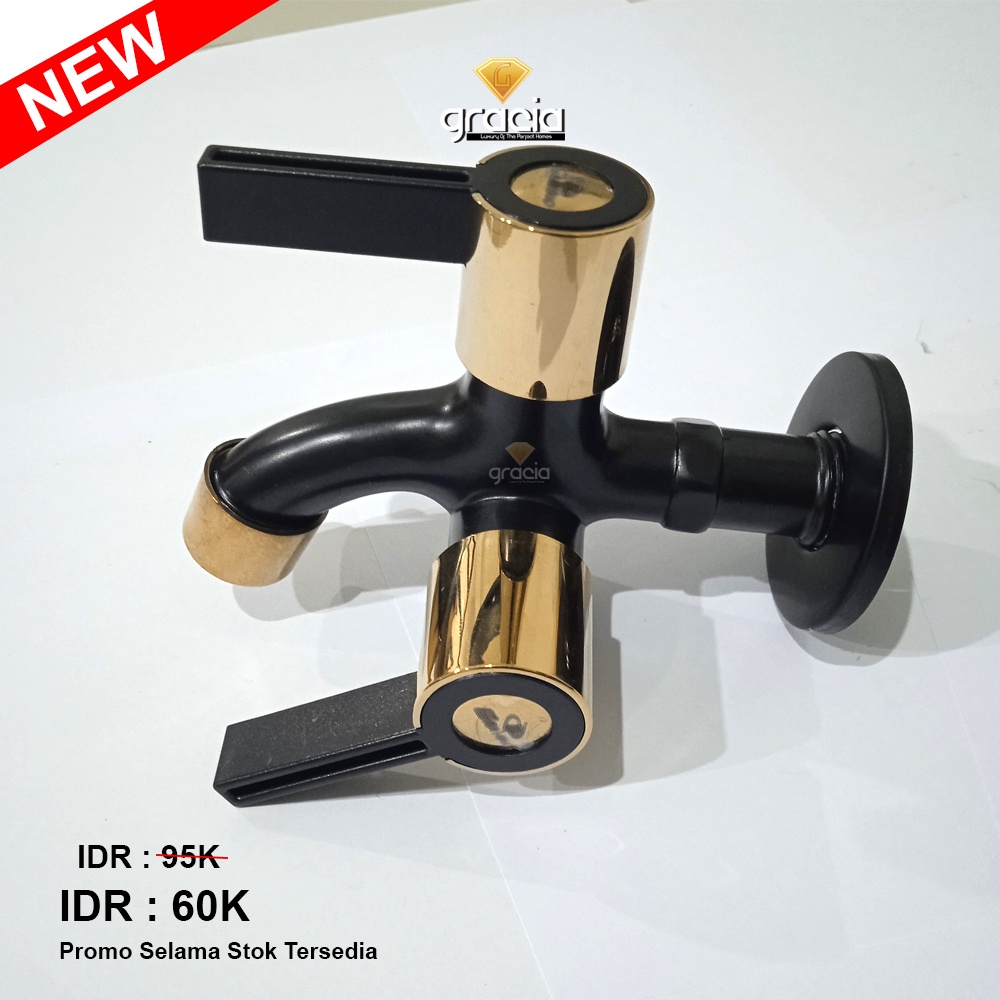 Kran Cabang Shower Minimalis HITAM - Keran Air Black Shower Double multifunction wall mounted faucet GRAVINO BLACK