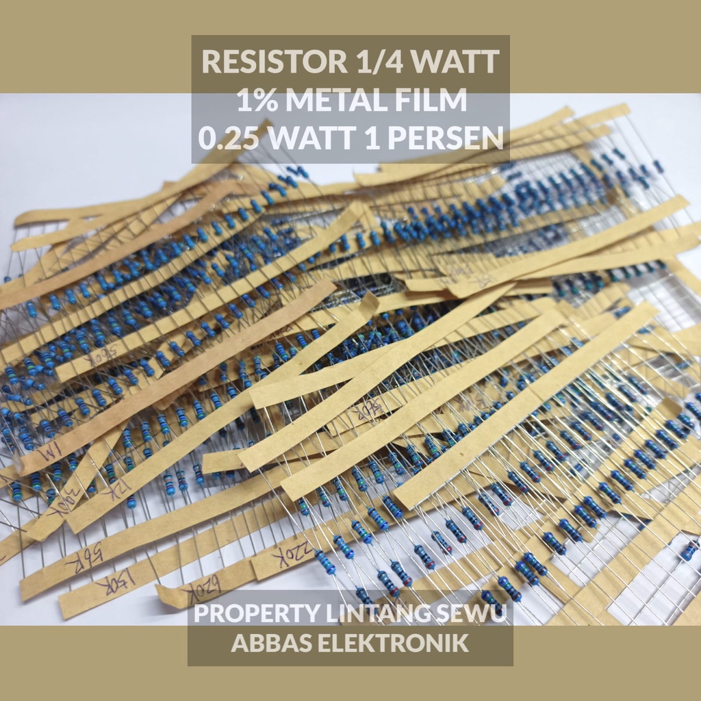 PAKET 1000PCS  RESISTOR ¼ WATT 1 % METAL FILM 0.25 WATT 1 PERSEN