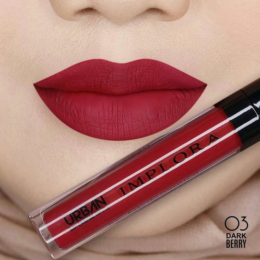 FREE BUBBLE WARP IMPLORA Urban Lip Cream Matte Original BPOM - Lipcream Surabaya-03 Dark berry