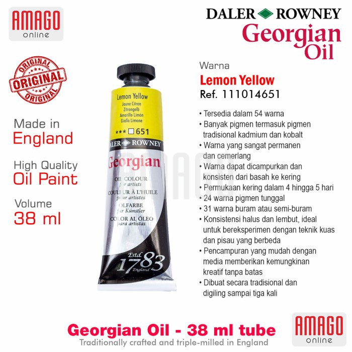 DALER-ROWNEY - GEORGIAN OIL 38 ml - LEMON YELLOW - 111014651