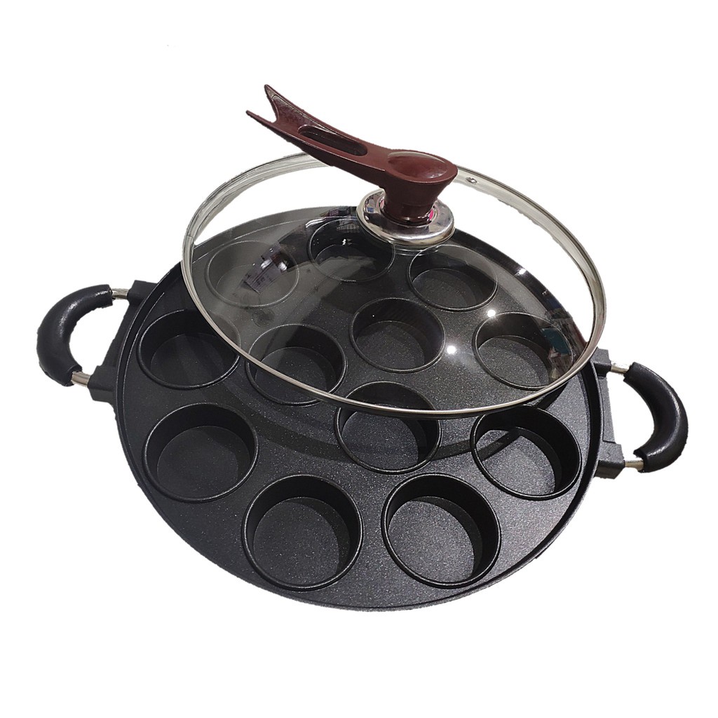 Happy Call Cetakan Martabak Mini 12 Lubang Datar Terang Bulan Mini Teflon Anti Lengket