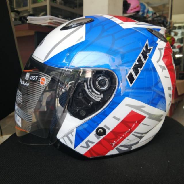 HELM INK CENTRO MOTIF 10 WHITE RED BLUE ORIGINAL HELM INK CENTRO ORI MURAH HELM INK ORIGINAL ASLI