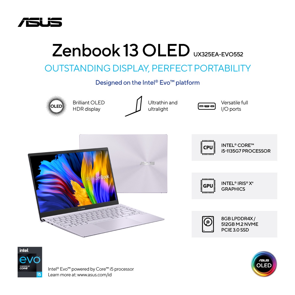Asus Zenbook 13 UX325EA-EVO552/Core i5-1135G7/8GB/512GB SSD/Win 11 Home