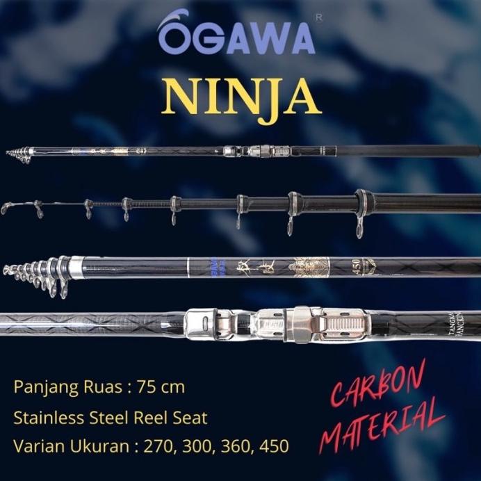 Joran Tegek Kolong Ogawa Ninja Carbon Panjang 360 450 Ringan Kuat Pancing