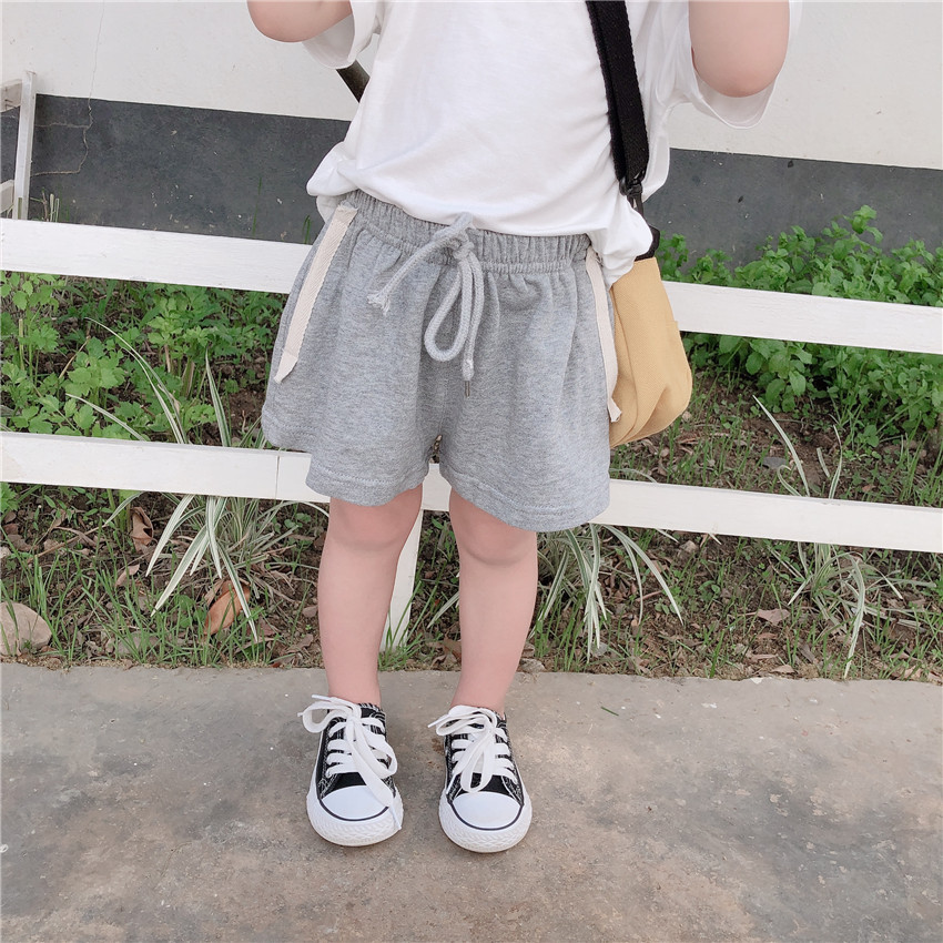 CELANA PENDEK ANAK PEREMPUAN LAKI LAKI SHORTPANTS ABU TALI ORIGINAL BABY TERRY FLECEE REALPICT