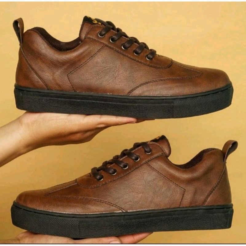 TERBARU 100% KULIT ASLI SNEAKERS PRIA KASUAL SPORTY JOHN CARTER JELLAL BROWN ORIGINAL CH38-44