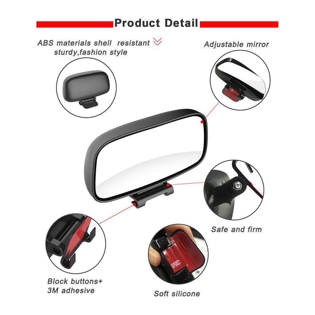 1 PCS Mobil Blind Spot Cermin Rotasi Adjustable Spion Wide Angle Lens untuk Parkir Tambahan Cermin