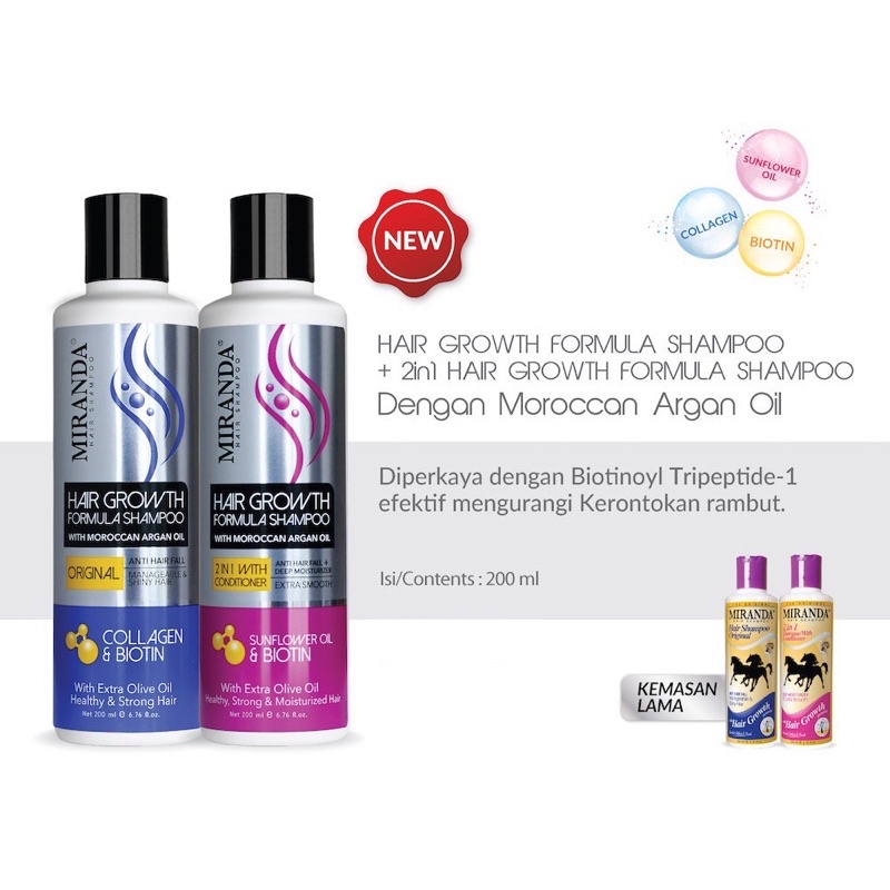 Miranda Hair Shampoo ORIGINAL & 2in1 200ML / Shampoo Kuda