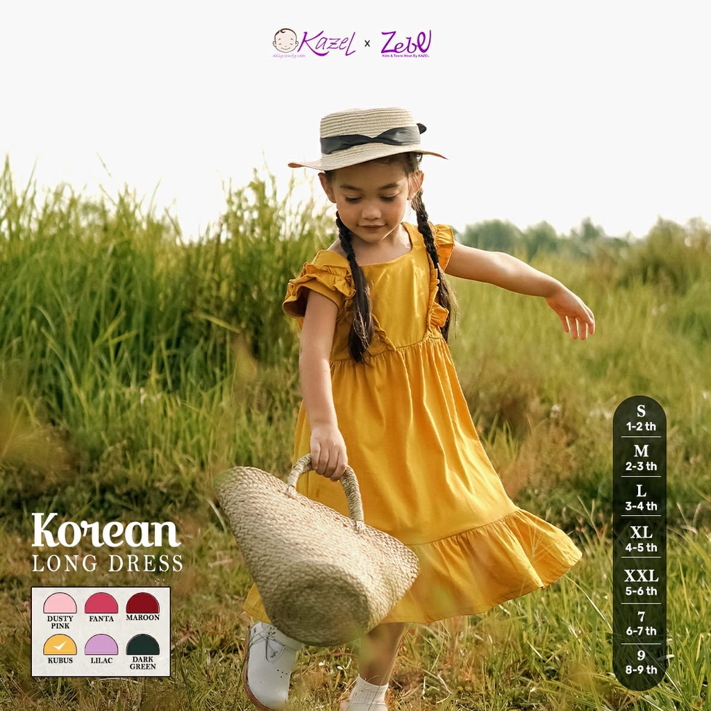 Kazel Korean Long Dress - Dress Anak Perempuan