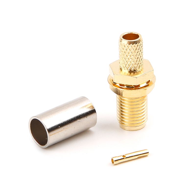 10pcs Konektor Rf Sma Female Nut Bulkhead Crimp Untuk Rg58 Rg142 Lmr195 Rg400