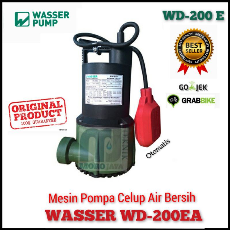 Pompa Air Wasser WD-200EA Pompa Celup Kolam Ikan Wasser 200Watt Otomatis