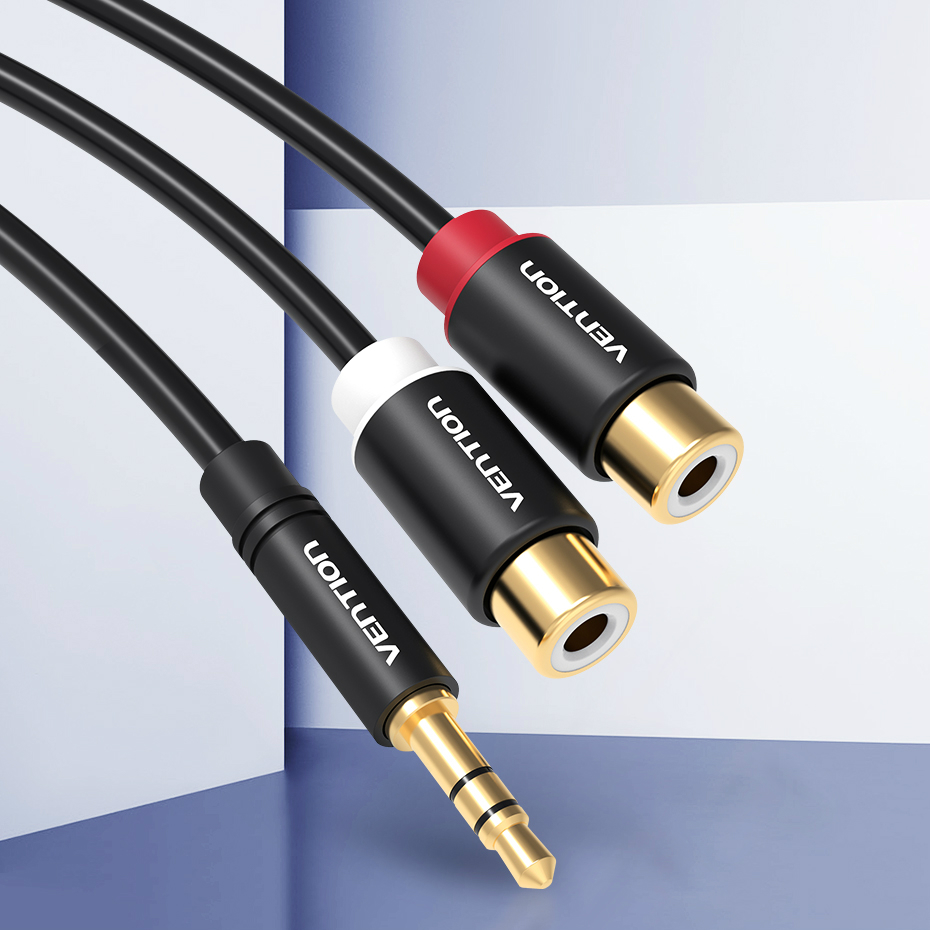 Vention Kabel Audio Jack 3.5mm Ke 2 Rca Male Ke 2rca Female Untuk Stereo Dvd Vcd Amplifier Home Theater