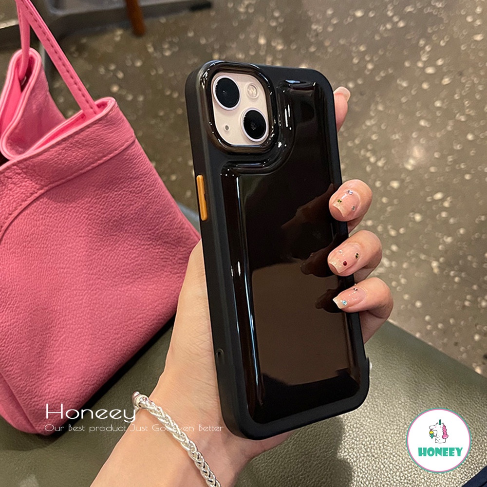 IPHONE Simple Alpine Green Clear Airbag Shockproof Phone Case Kompatibel Untuk Iphone14 13 12 11 Pro Max X XR 87 Plus Tombol Warna Penyerap Goncangan Bening Shockproof Lembut TPU Back Cover