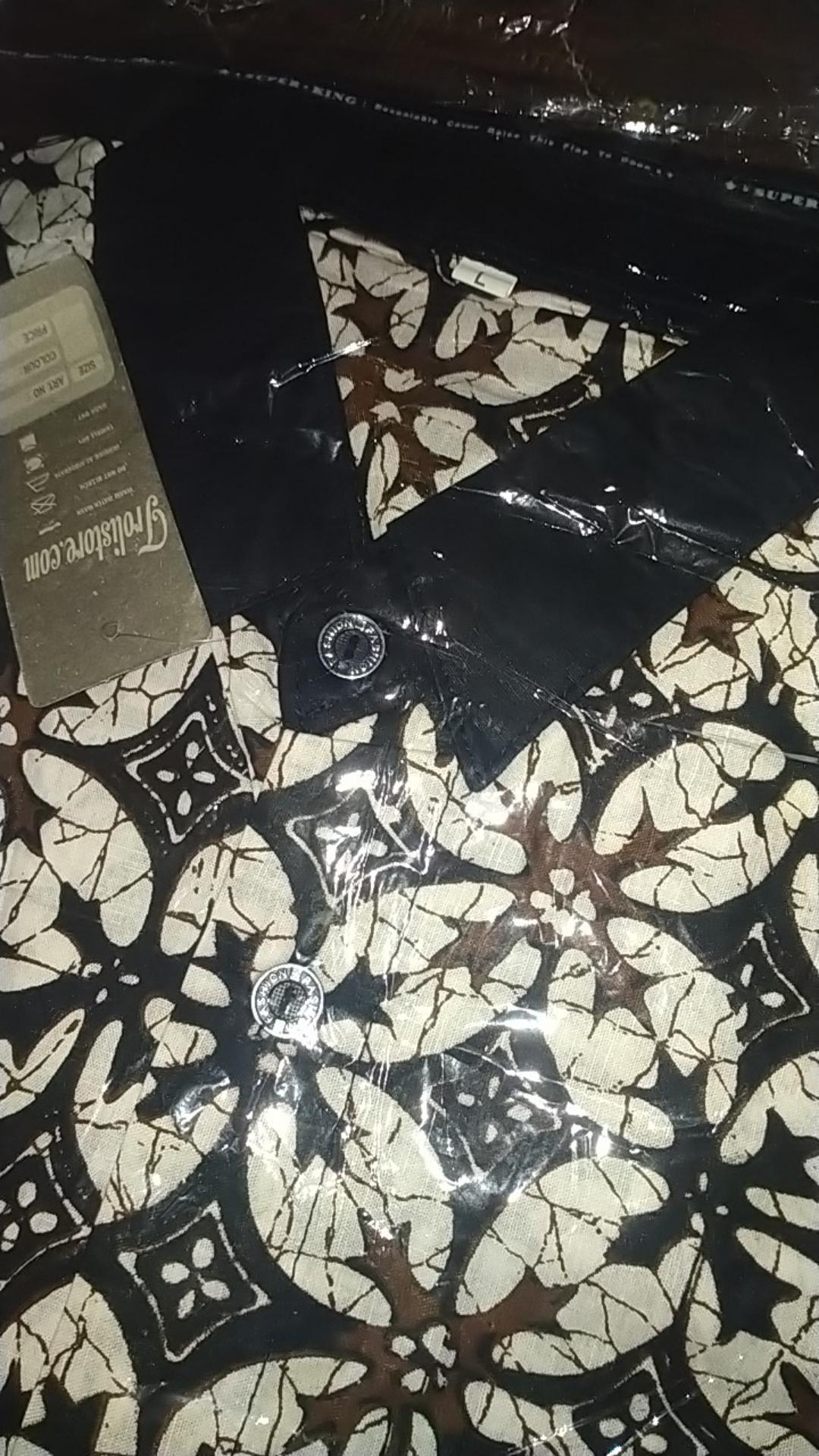 Trolis Grosir Kemeja Batik Pria Cowok Lengan Pendek Kombinasi Polos Hitam Merah Fs Grup Promo45batik