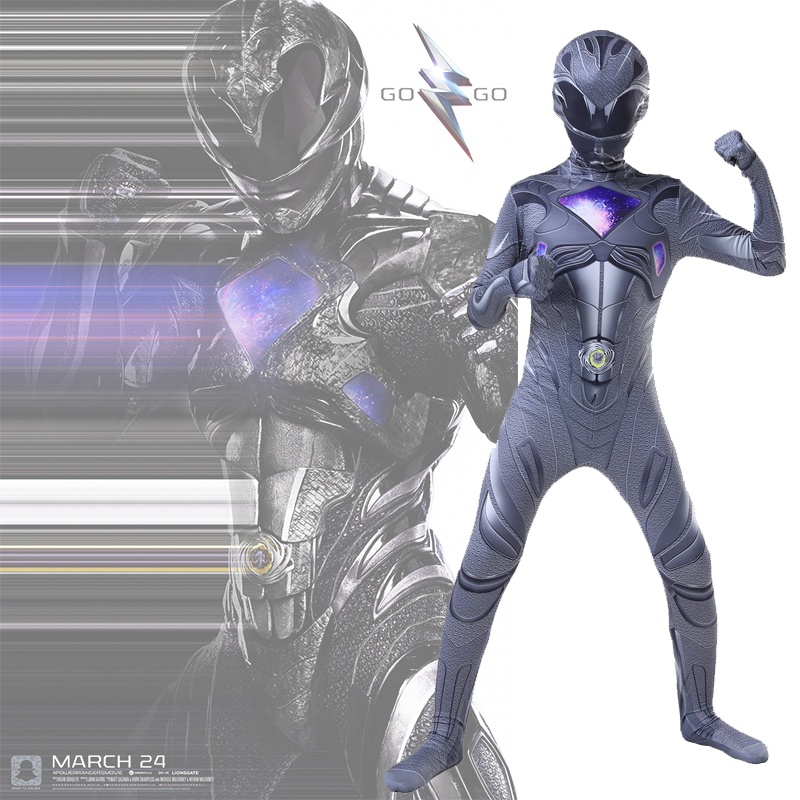 Halloween Cosplay Power Rangers Kostum Celana Ketat Cocok untuk Anak Super Warrior + Masker yang sama dengan foto impor