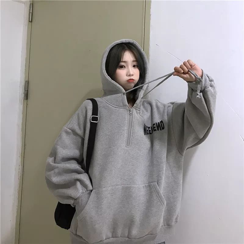 Weekend zipper hoddie outerwear sweater fashion remaja