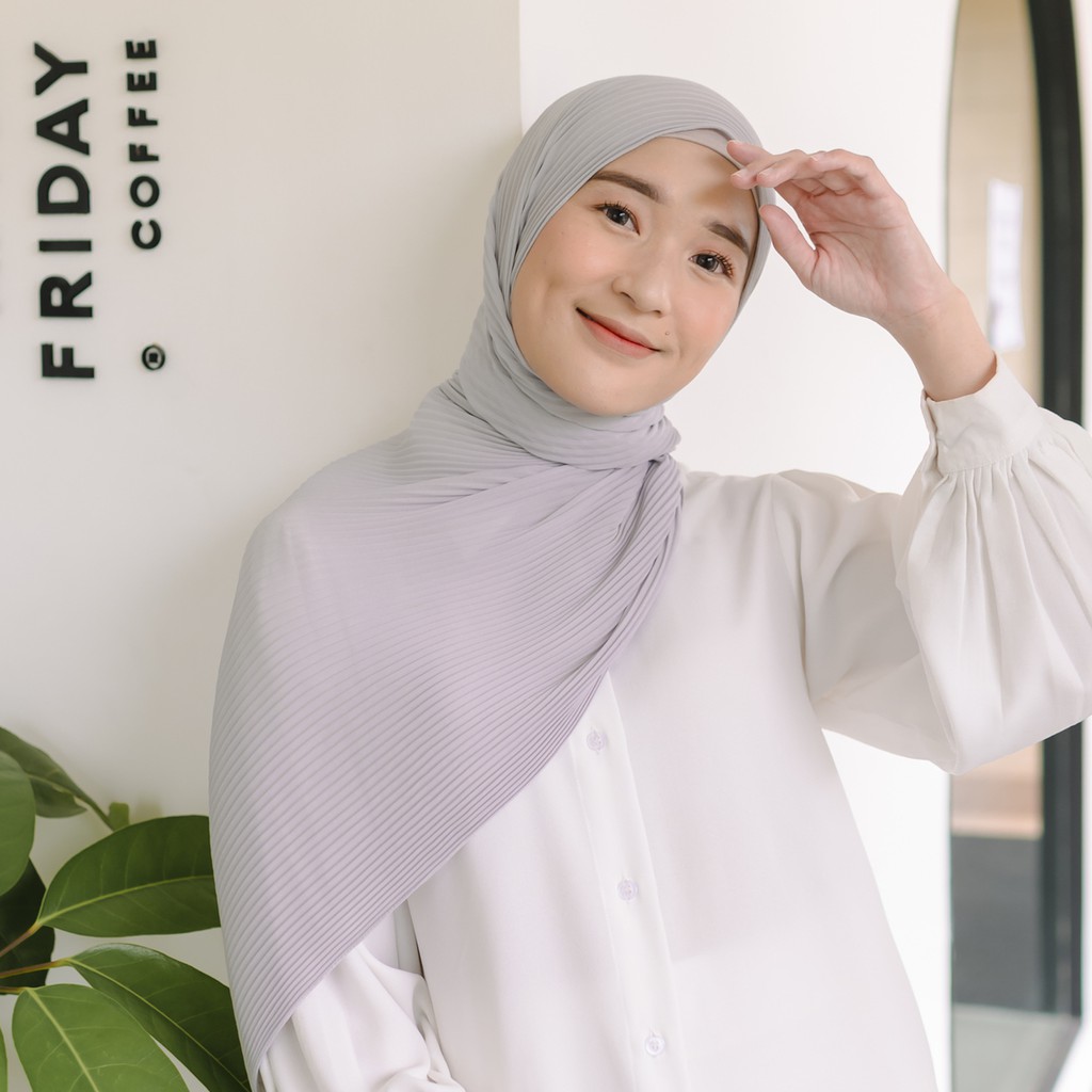 Lozy Hijab - Bawal Pleats Shawl ( Pashmina Plisket )-Light Grey