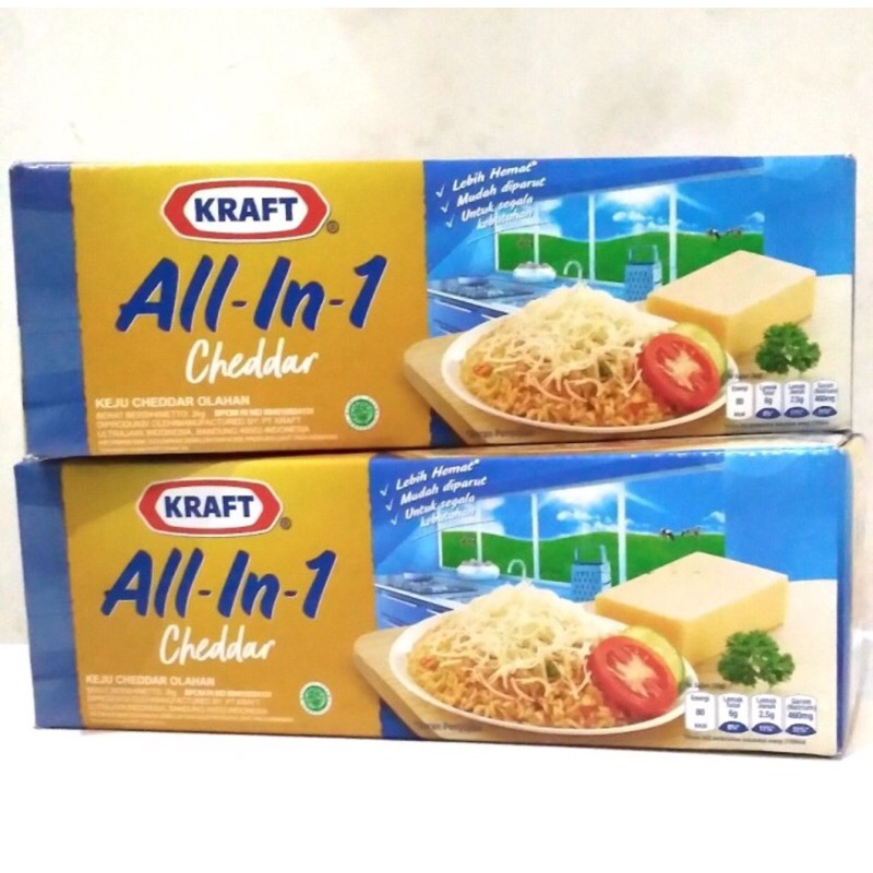 Keju Kraft kemasan 2 Kg All in 1 Cheddar Cheese All in One