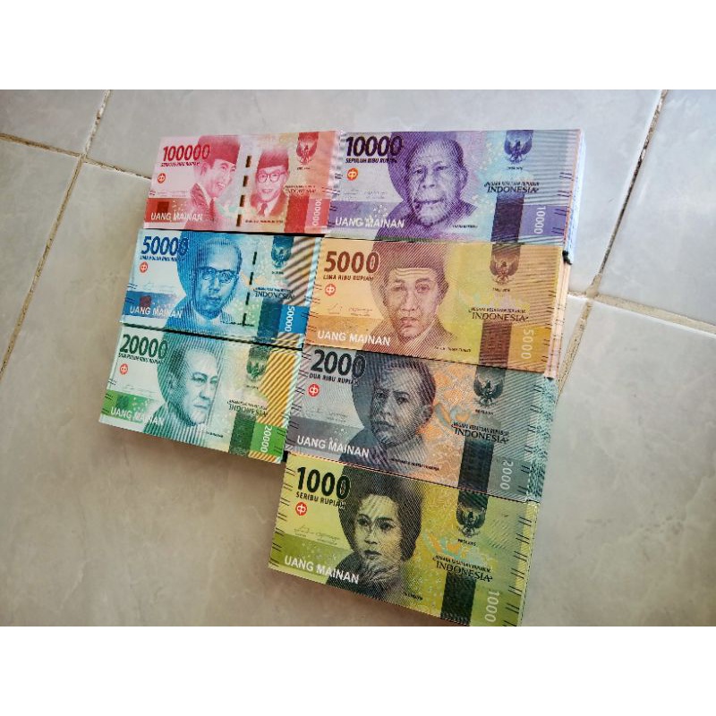 uang mainan replika gambar asli 100 lembar