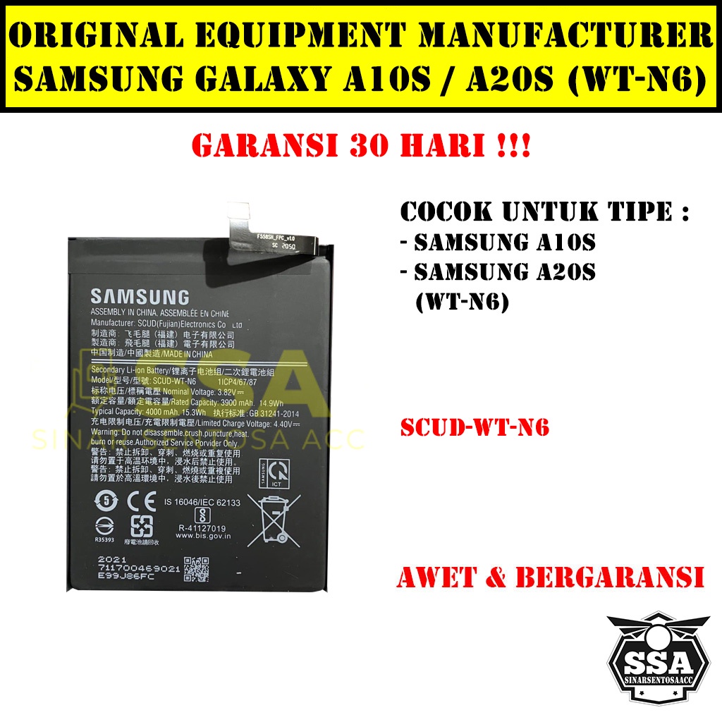 Baterai Original OEM Samsung Galaxy A10s A20s WT-N6 SCUD-WT-N6 WT N6 WTN6 SCUDWTN6 A10 s A20 s HP Ori Battery Batrai Batre Batu Batere GARANSI AWET MURAH