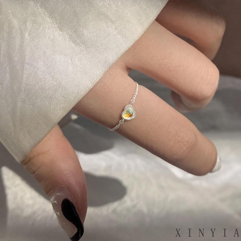 Xia.id Cincin Jari Telunjuk Wanita Desain Rantai Hati Simple Mewah