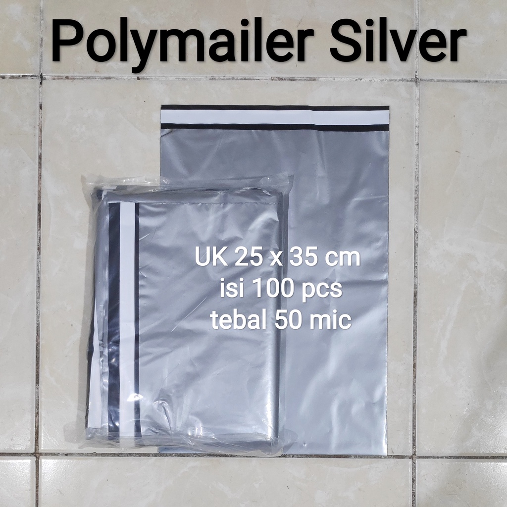 Polymailer uk 25x35 (100pcs) Plastik Packing Lem Hitam, Plastik Lem