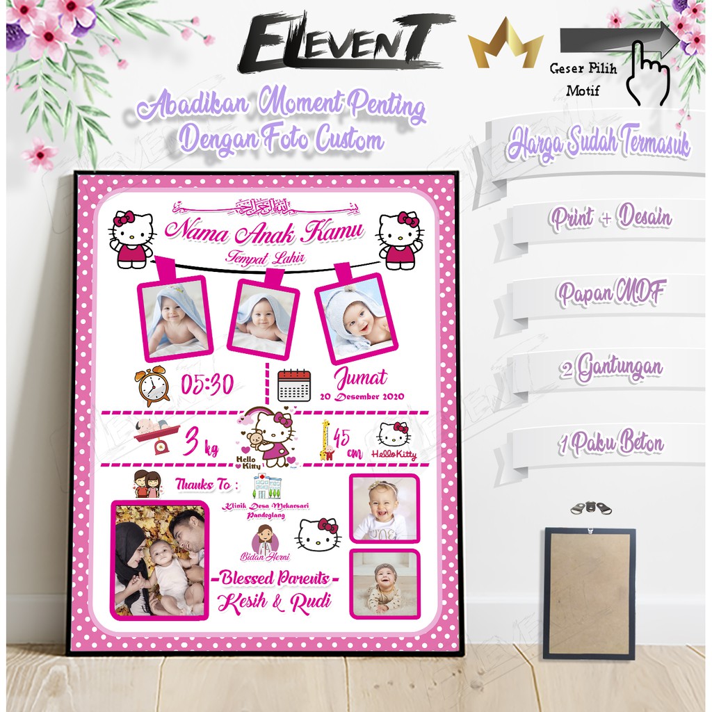 Bikin Biodata Bayi Kayu 30x40cm Foto Gantung Hiasan Dinding Biografi Anak Biodata baby Wall Decor Custom Kado Bayi Frame Papan Bingkai Mdf Tanpa kaca Kado Hadiah Foto Bayi Newborn Data Kelahiran Anak Buah Hati Panjangan Unik Bio menarik Bagus Murah