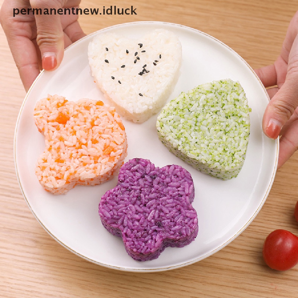 Cetakan Sushi Bento Bentuk Segitiga Hati Plum Blossom Beruang Anti Lengket Untuk Anak