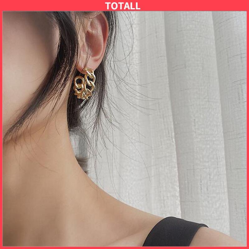 COD Anting-Anting Retro Fashion Logam Berongga Rantai Stud Earrings Premium Sense Earring-Totall