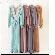 Korean Dress plisket ceruti Gamis Ceruty Premium Import Terbaru Gamis Panjang Hijab Polos Rivanno Co