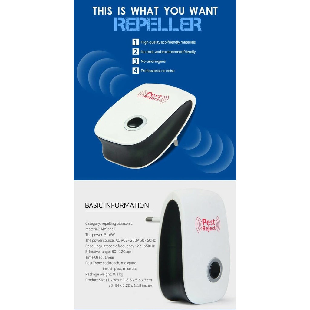PEST Reject Ultrasonic  ALAT PENGUSIR Serangga Tikus  Nyamuk LALAT original