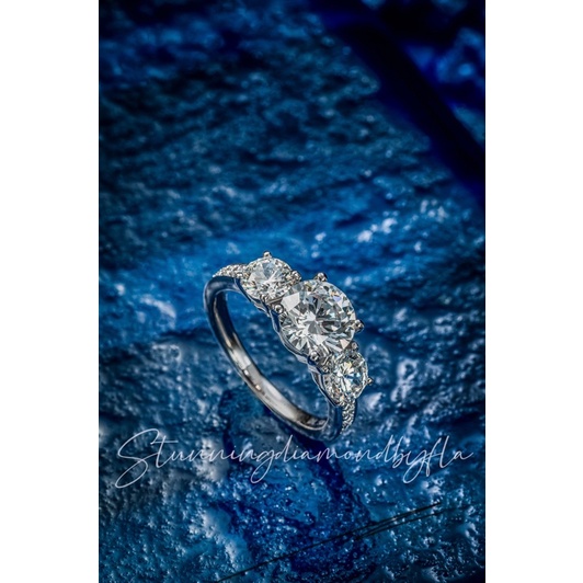 cincin berlian roku triple queen lab grown diamond 1,5carat pt950