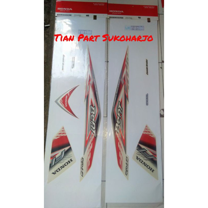 Striping Beat F1 2014 2015 warna merah putih Honda genuine part