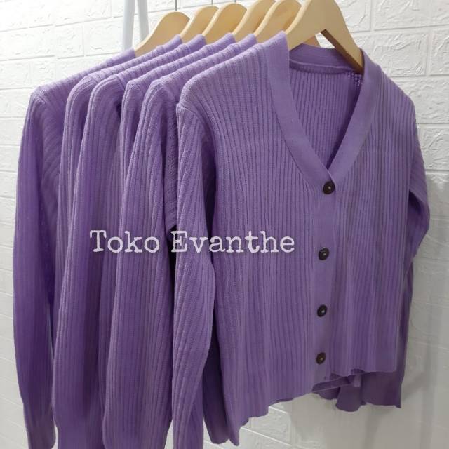 Cardi lilac hampers kado sweater kardigan crope cardigan ungu muda